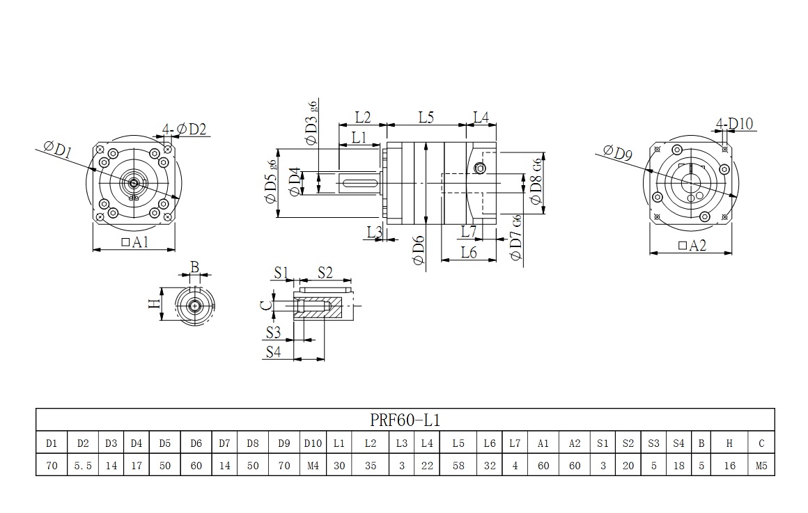PRF60_L1系列伺服減速機圖紙 PRF60_L1系列伺服減速機圖紙